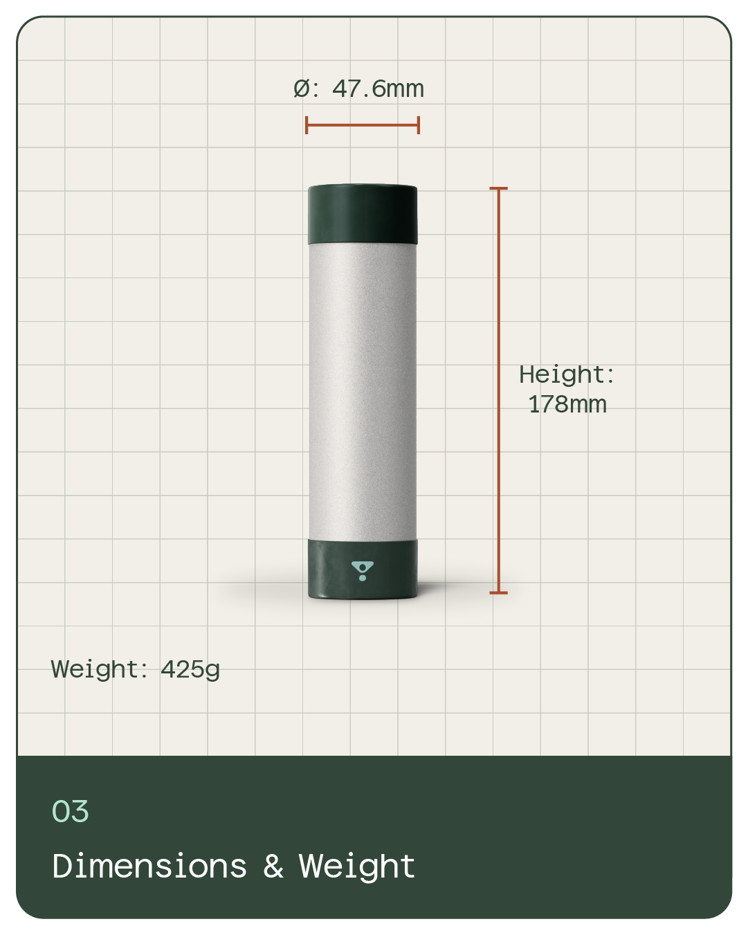 KYLA Performance palm cooling device dimensions and weight specifications for portable athletic recovery use