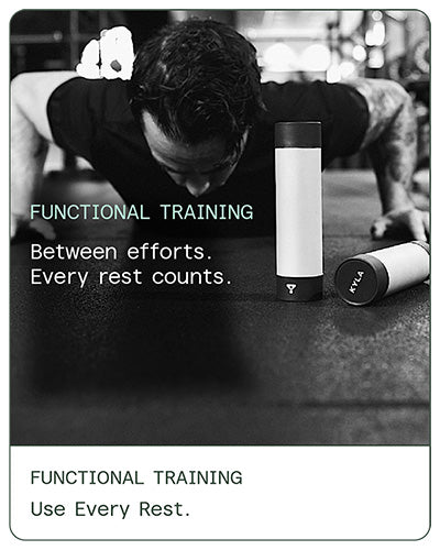 KYLA Performance palm cooling devices used during functional training rest intervals to support recovery and sustained performance